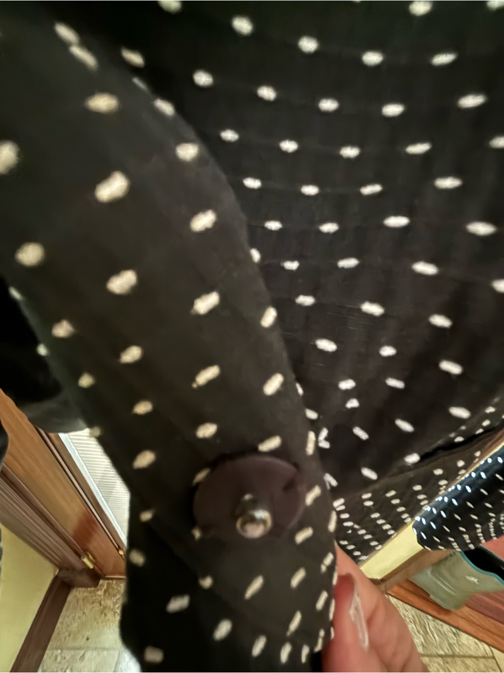 H&M Black Blazer with White Dot Pattern and Ribbon Trim - Picture 5 of 7